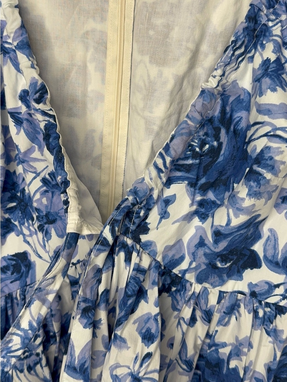 Abercrombie & Fitch blue floral cinchfront dress puffsleeves size Small T - Picture 5 of 6